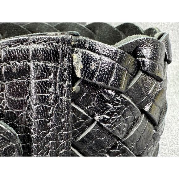 Vintage 1990s Black Woven Leather 3" Wide Elastic Belt - Picture 13 of 13